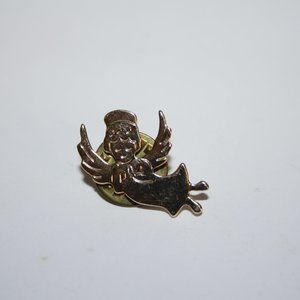 Beautiful vintage gold angel lapel pin 7/8"